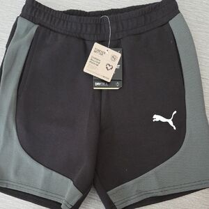 Puma Black and Gray Athletic Shorts with Elastic Waistband
